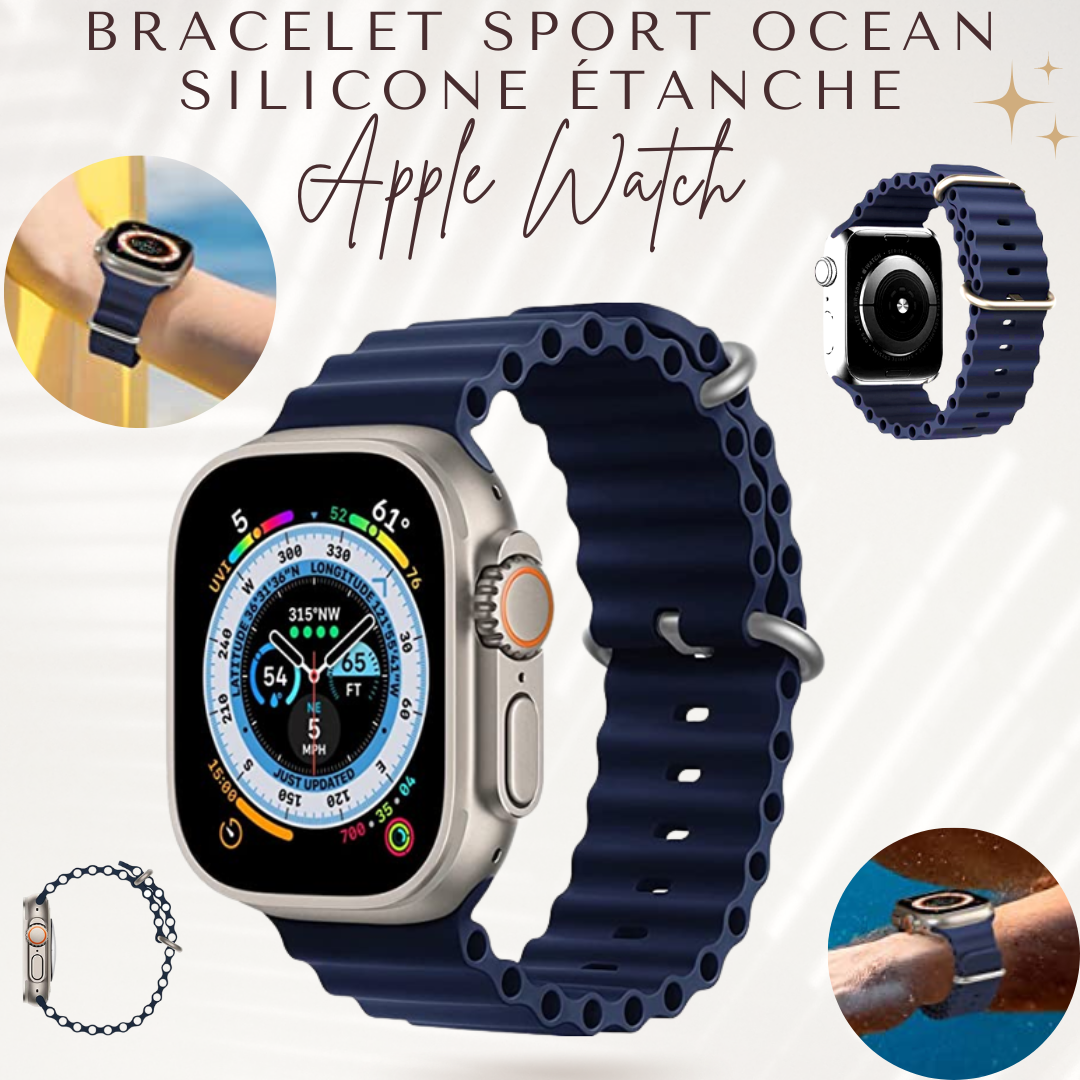Bracelet Océan Sport, en Silicone, étanche Pour Apple Watch