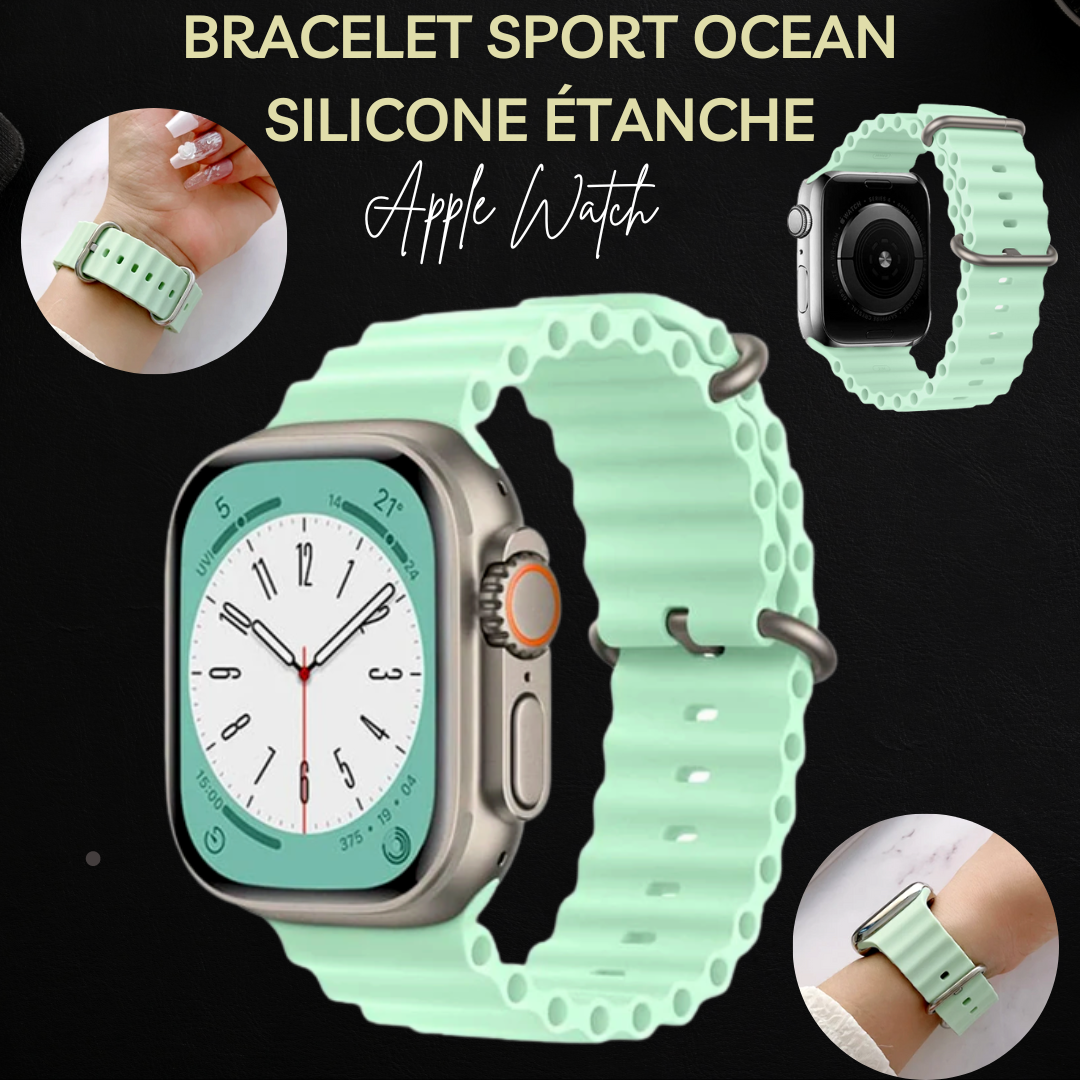 Bracelet Océan Sport, en Silicone, étanche Pour Apple Watch – iremaxmaroc