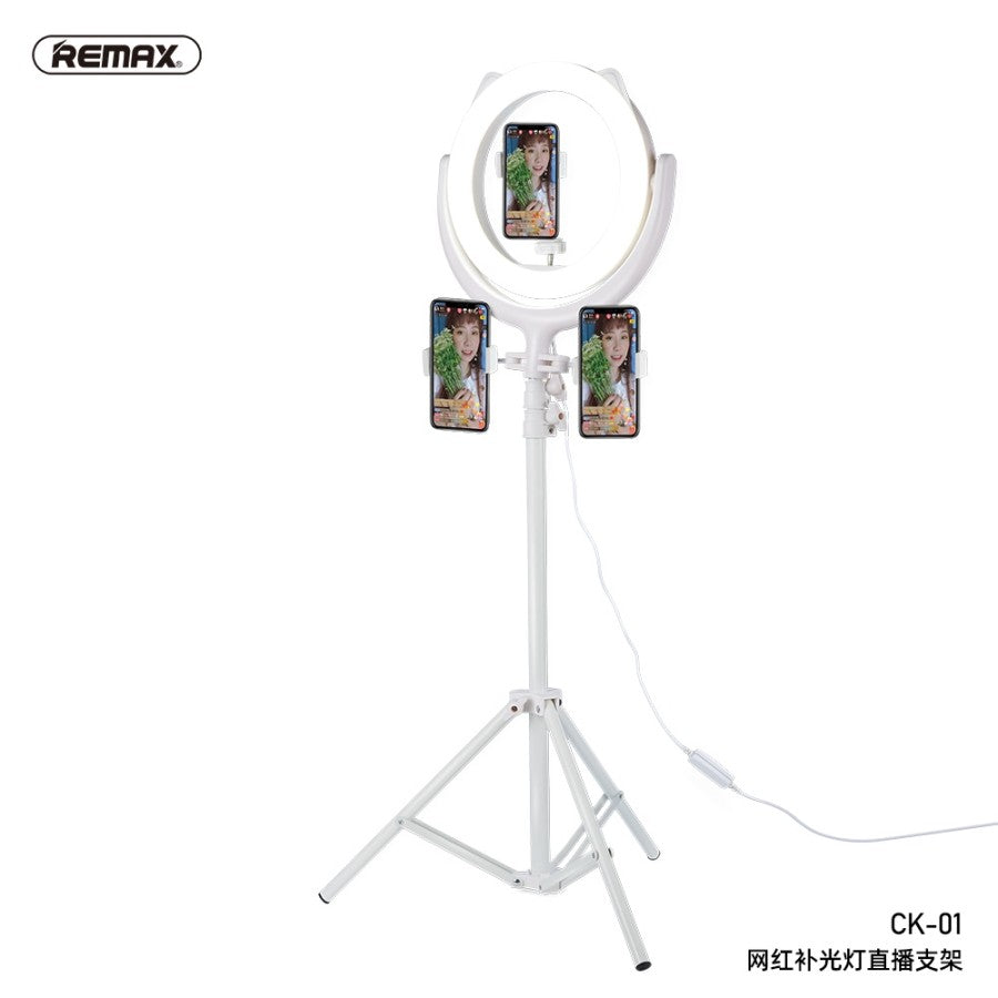 RING LIGHT (26CM) + STAND (160CM) Selfie Diffusion en direct Remax CK-01