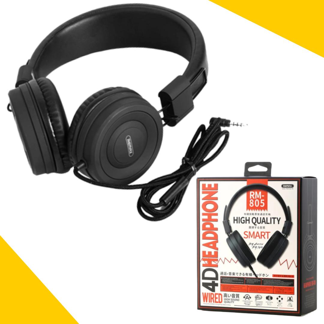 Casque d'écoute filaire avec Microphone Noir REMAX RM-805